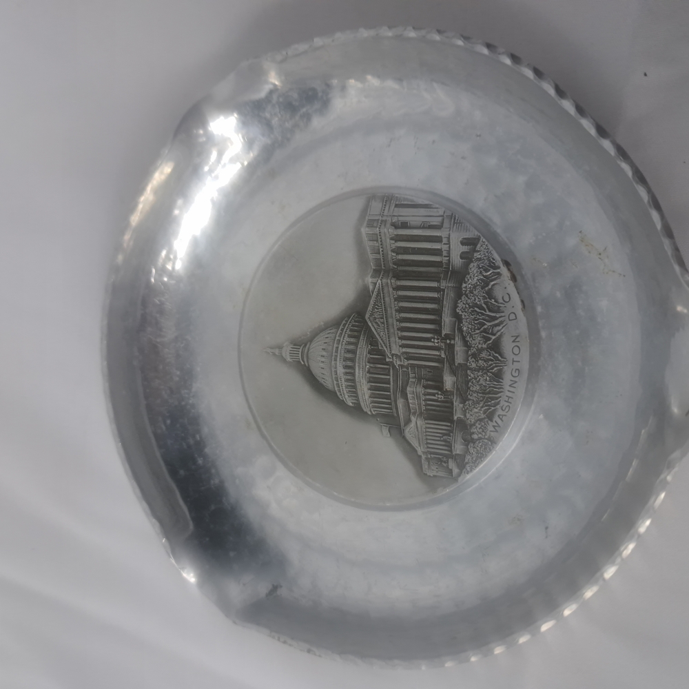 Silver Decorative Plate with Washington D.C. Design
